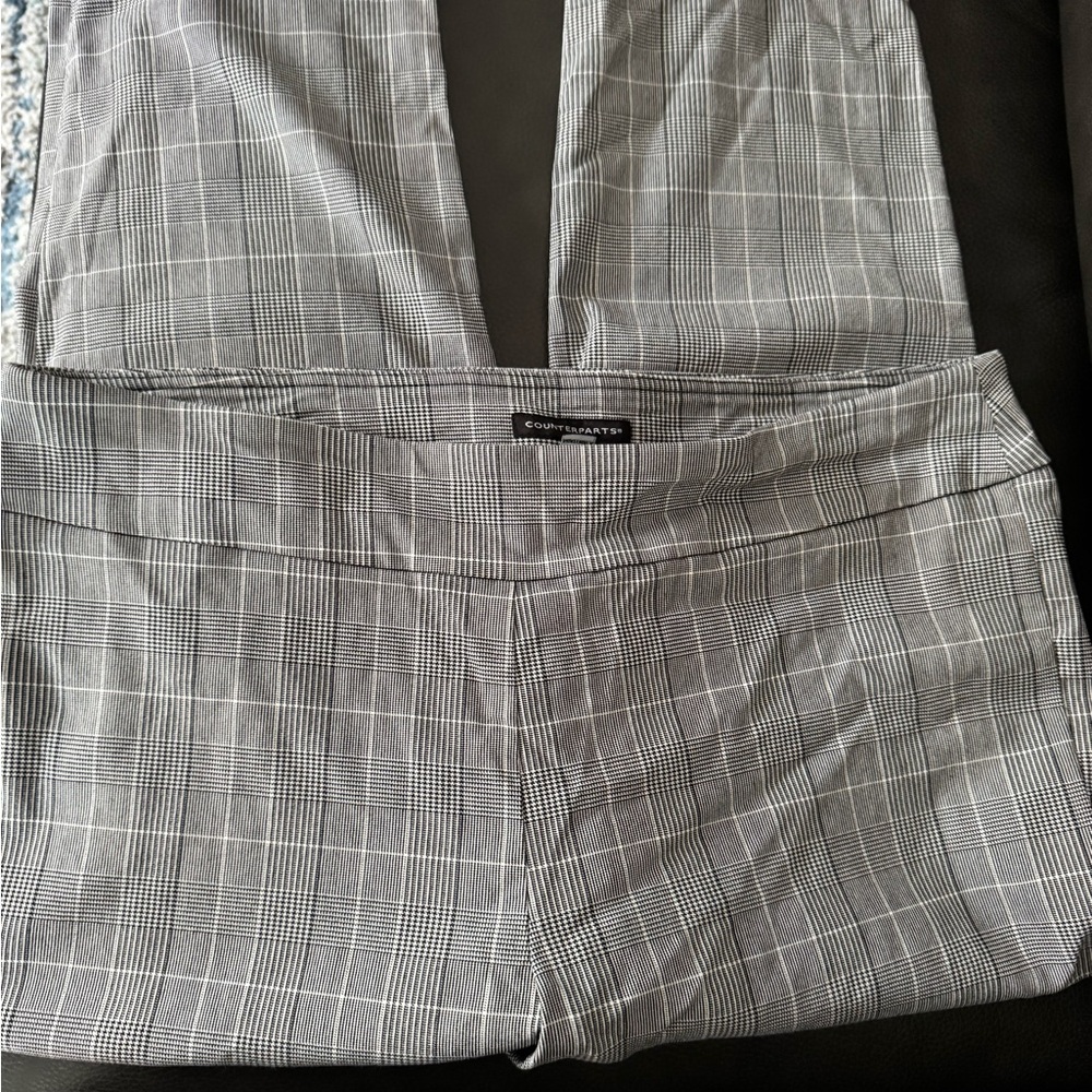 Counterparts Gray Dress Pants with Plaid Pattern